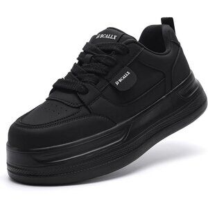 Women’s Bca001allblack Lightweight Lace Up Stylish Leather Sneaker Shoes